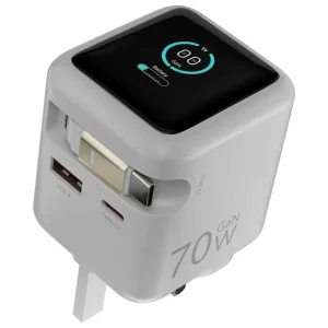 شارژر دیواری پاورولوژی مدل PWCUQC051 Powerology Halo Dual-Port GaN Charger